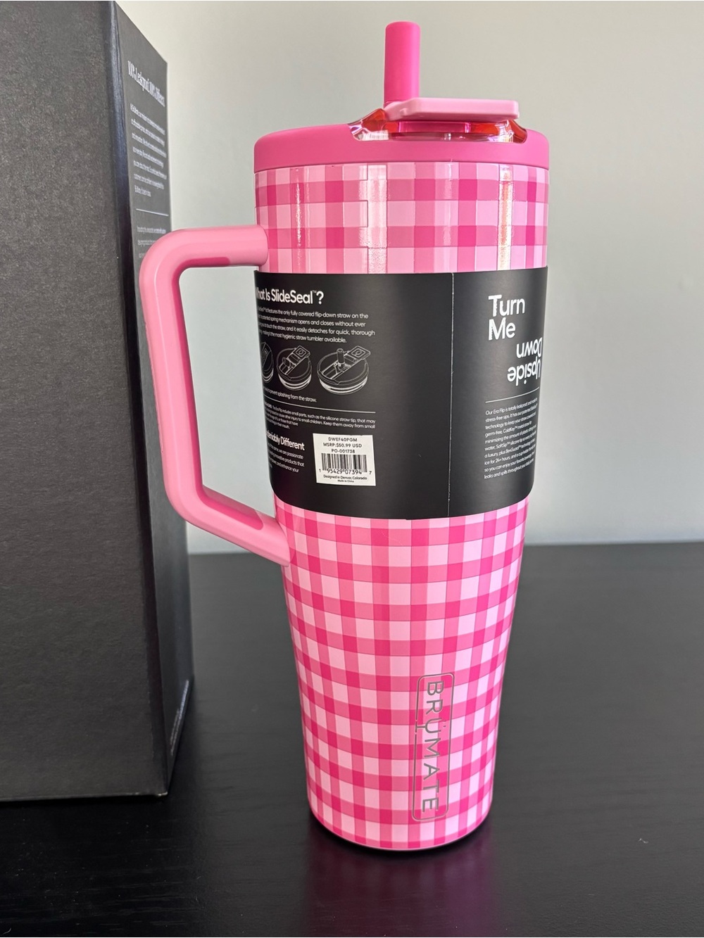 Brumate Pink Gingham Era Flip Tumbler - Picture 3 of 3